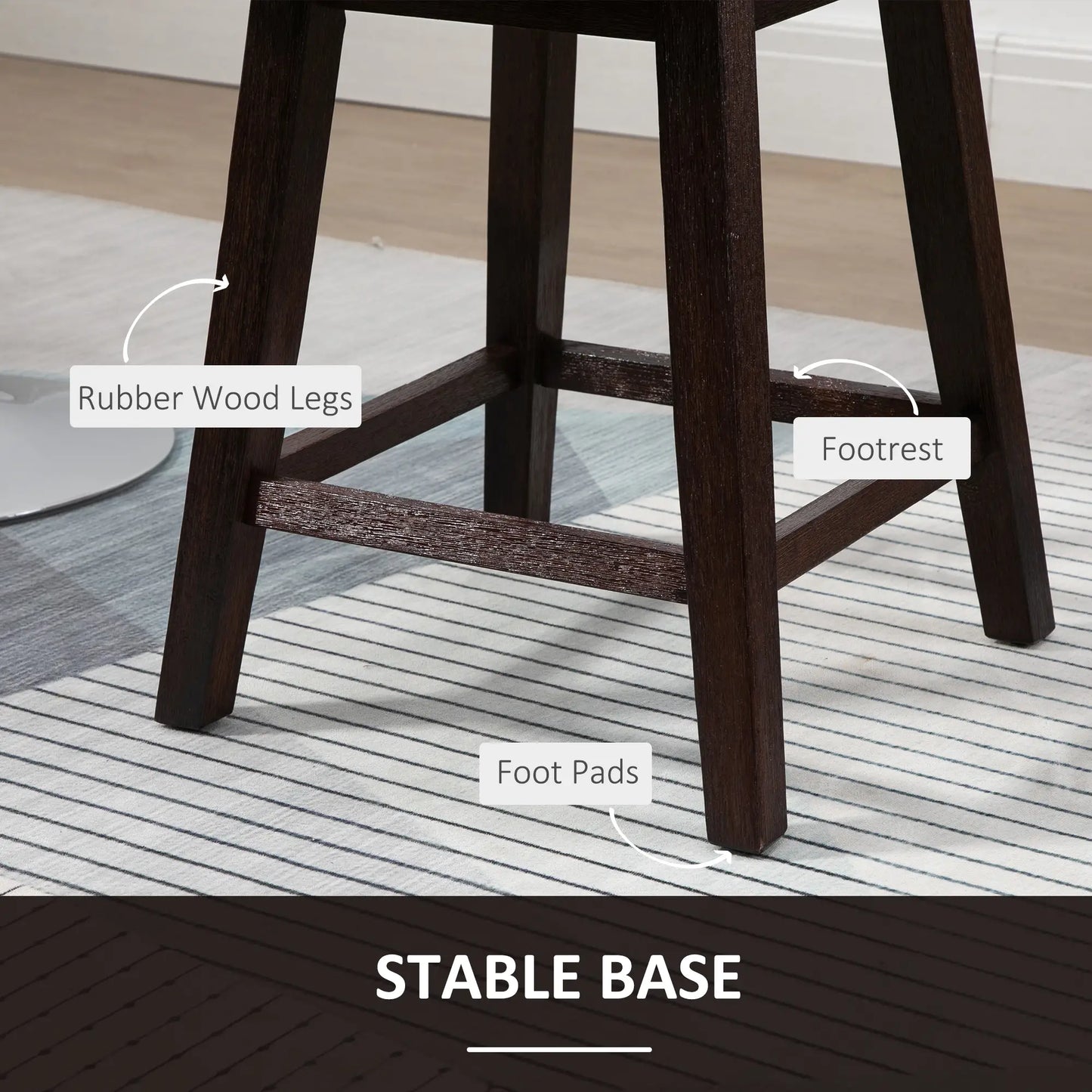 2 Swivel Bar Stools, Counter Height, Wood Legs, Footrests, Dark Grey Bar Stools at Gallery Canada