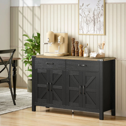 Farmhouse Sideboard Buffet Cabinet, 2 Drawers, Shelves