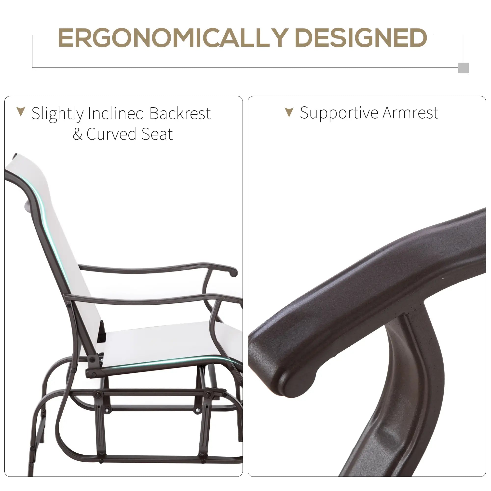 Outdoor Glider Chair, Steel Frame, Mesh Fabric, Cream White Outdoor Gliders at Gallery Canada