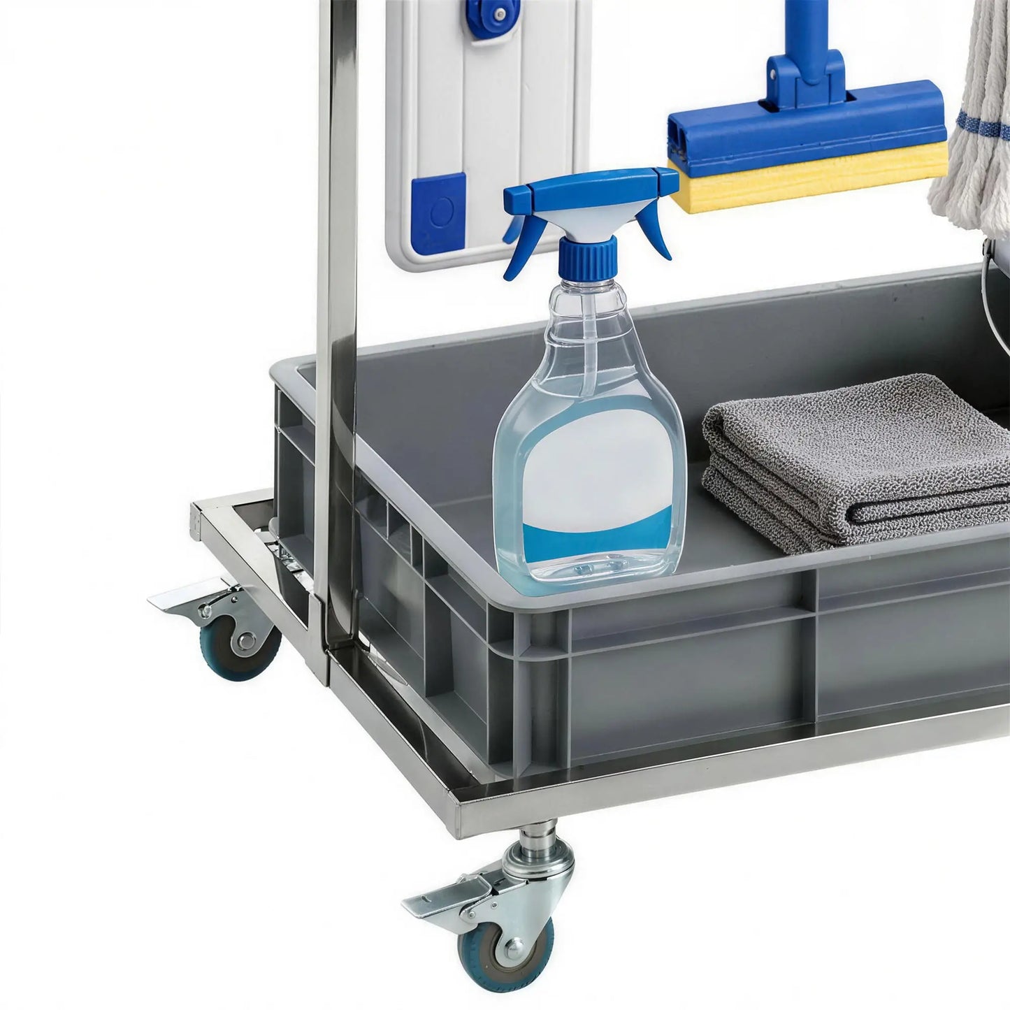 Cleaning Rolling Janitor Cart With Locking Wheels And Drip Tray