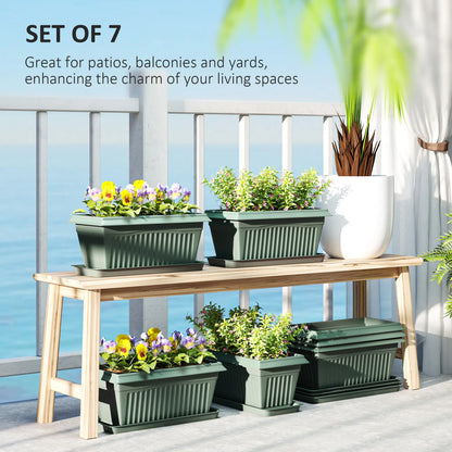 7 Pack 15.7" Plastic Flower Planters, Drainage Holes, Trays, Green Garden Accessories at Gallery Canada