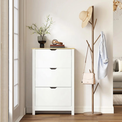 Shoe Storage Cabinet, 3 Flip Drawers, Adjustable Shelves, 9-18 Pairs, White Shoe Storage Cabinets & Racks at Gallery Canada