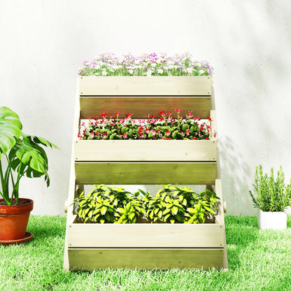 3 Tier Elevated Planter Box, Wooden Raised Garden Bed, 26" x 30" x 30", Green Elevated Garden Beds at Gallery Canada