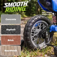 Moto électrique pour enfants 12V, roues d'entraînement, suspension, bleu