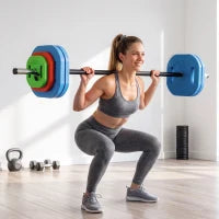 66lbs Adjustable Barbell Weight Set, Barbell Bar, Weight Plates