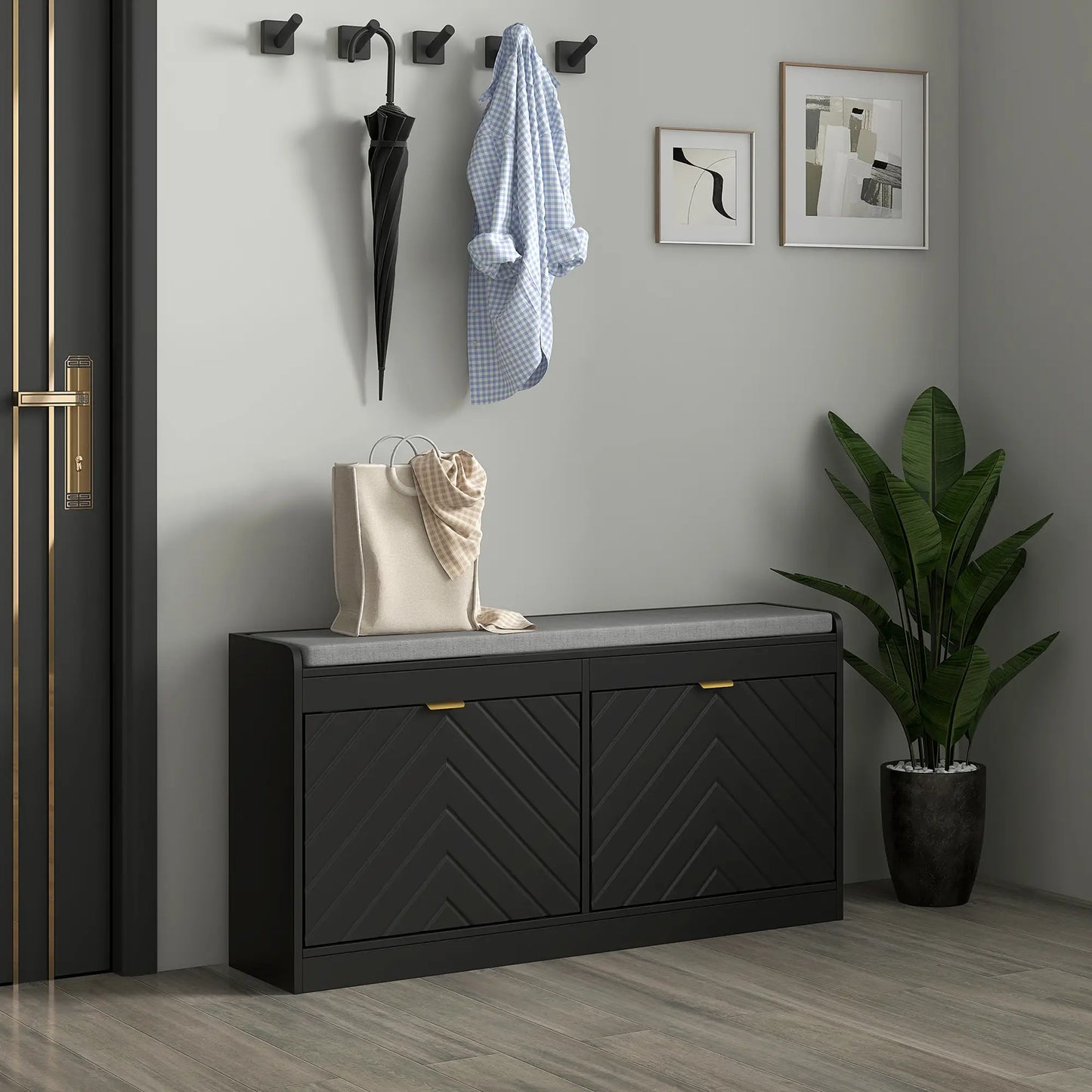 Shoe Storage Bench with Seat, 2 Flip Drawers, 4 Vents, Holds 8 Pairs Shoe Storage Cabinets & Racks at Gallery Canada