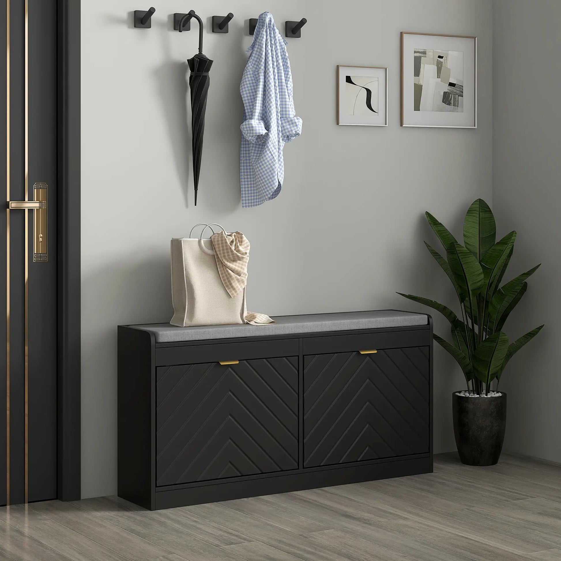 Shoe Storage Bench with Seat, 2 Flip Drawers, 4 Vents, Holds 8 Pairs Shoe Storage Cabinets & Racks at Gallery Canada