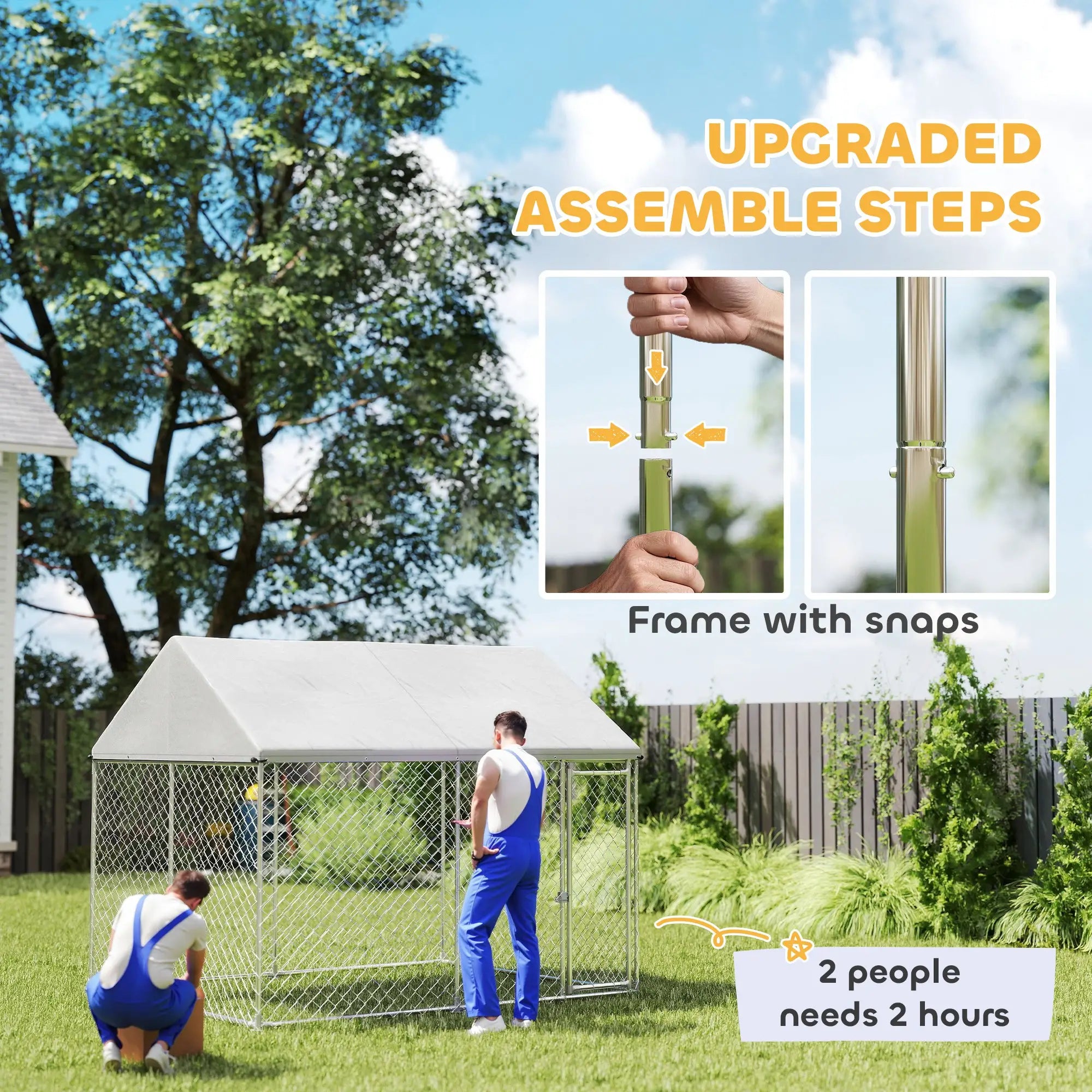 Heavy Duty Galvanized Steel Dog Kennel, Waterproof Roof, Lockable Latch, 9.2' x 7.5' x 7.2' Houses, Kennels & Pens at Gallery Canada