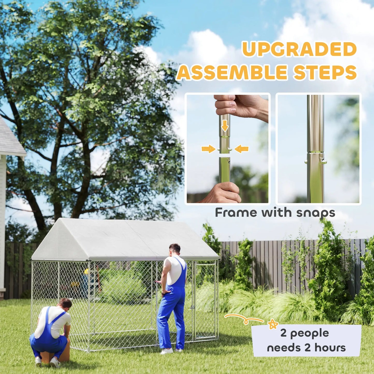 Heavy Duty Galvanized Steel Dog Kennel, Waterproof Roof, Lockable Latch, 9.2' x 7.5' x 7.2' Houses, Kennels & Pens at Gallery Canada