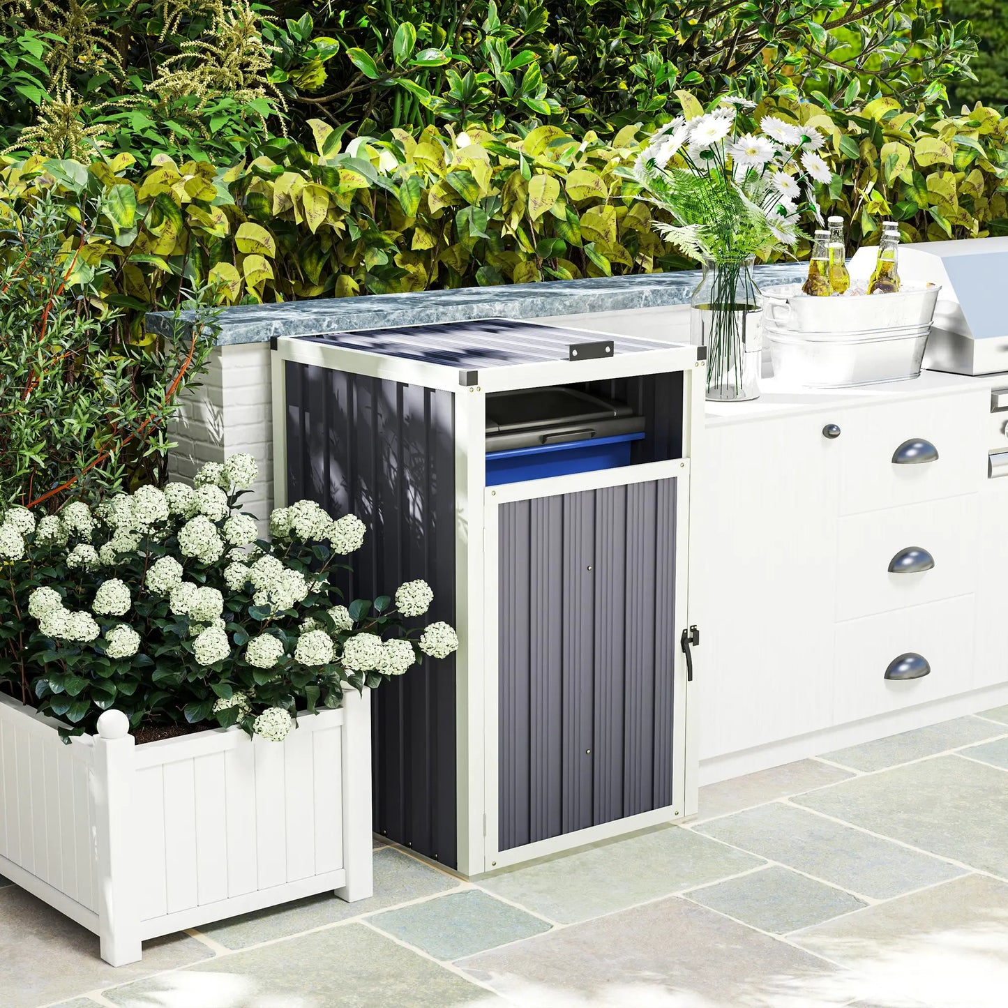 Lockable Outdoor Storage Shed, Single Garbage Bin, Galvanized Frame, Dark Grey Sheds at Gallery Canada