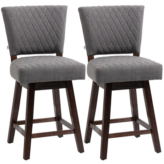 2 Swivel Bar Stools, Counter Height, Wood Legs, Footrests, Dark Grey Bar Stools Dark Grey, Dark Brown at Gallery Canada