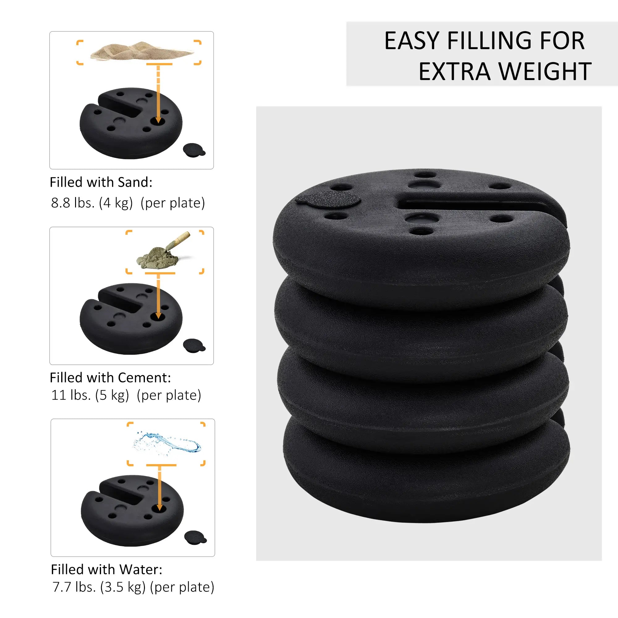 Set of 4 Party Tent Canopy Weight Plates, Gazebo Anchor Base Weights Umbrella Bases at Gallery Canada