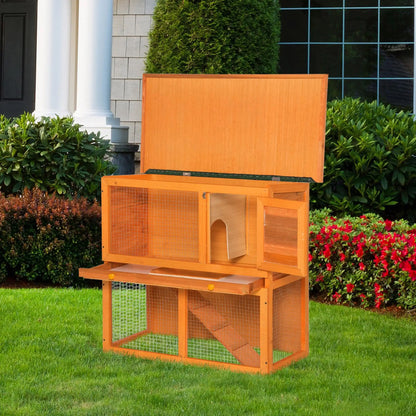 Wooden Rabbit Hutch, Small Animal Cage, 2-Level with Run Rabbit Hutch at Gallery Canada