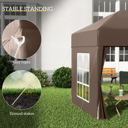 6.6'x6.6' Pop Up Canopy Tent, Instant Sun Shelter, Brown Pop Up Canopies at Gallery Canada