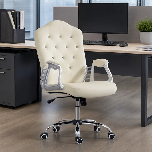 Velvet Office Chair, Swivel Wheels, Adjustable Height, Tilt Function, Beige Task Chairs Beige at Gallery Canada