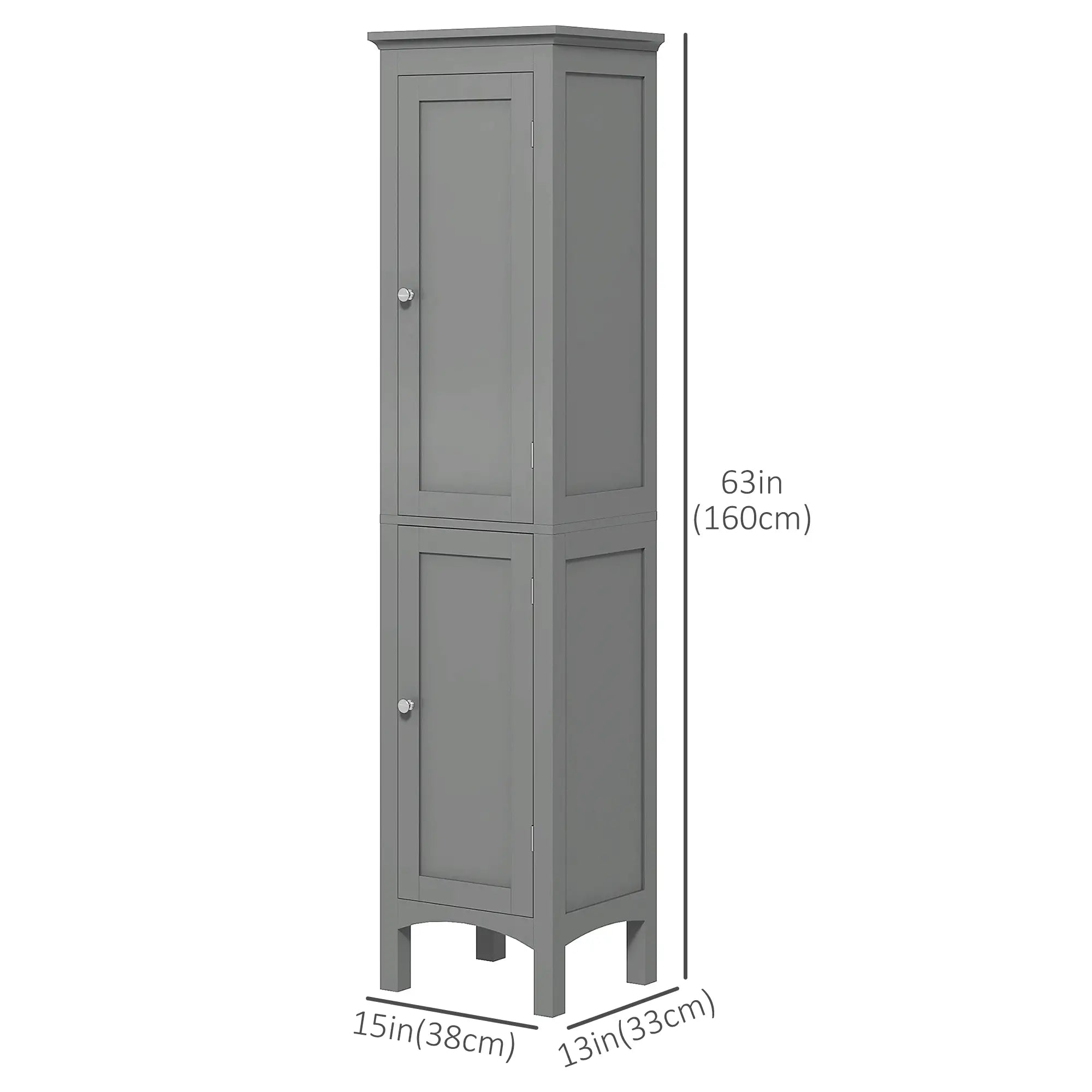 Tall Bathroom Cabinet, Freestanding Storage, Adjustable Shelves, 15