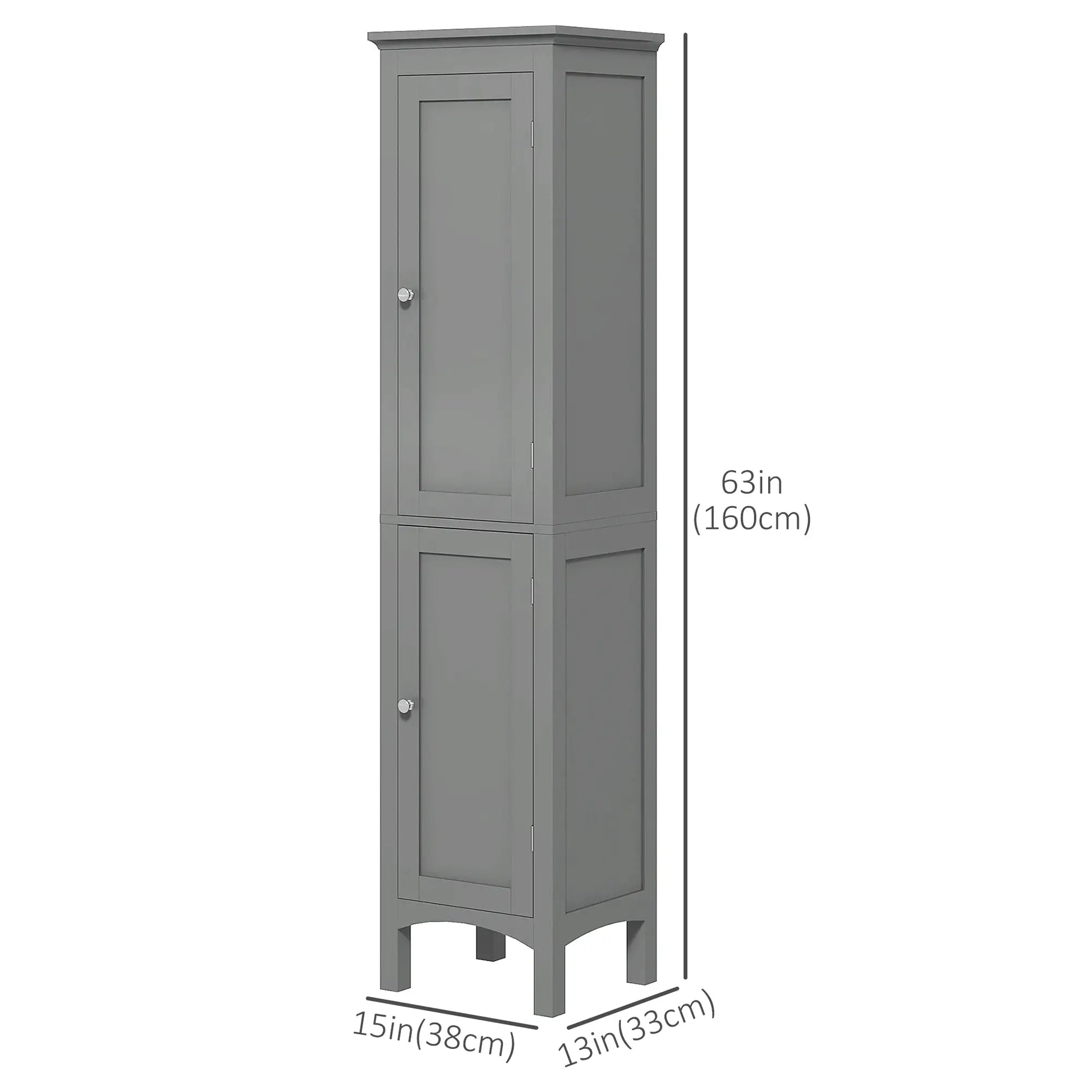 Tall Bathroom Cabinet, Freestanding Storage, Adjustable Shelves, 15" x 13" x 63", Grey Bathroom Cabinets at Gallery Canada