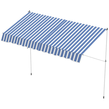 10x5ft Manual Retractable Awning, Patio Sun Shade, Water Resistant, Blue Door Awnings at Gallery Canada
