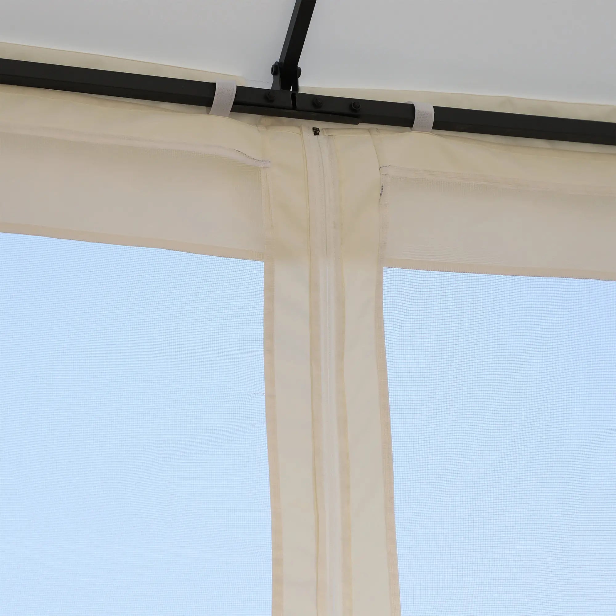 10'x10' Steel Patio Gazebo, Soft-Top, 2-Tier Polyester Roof, White Gazebos at Gallery Canada