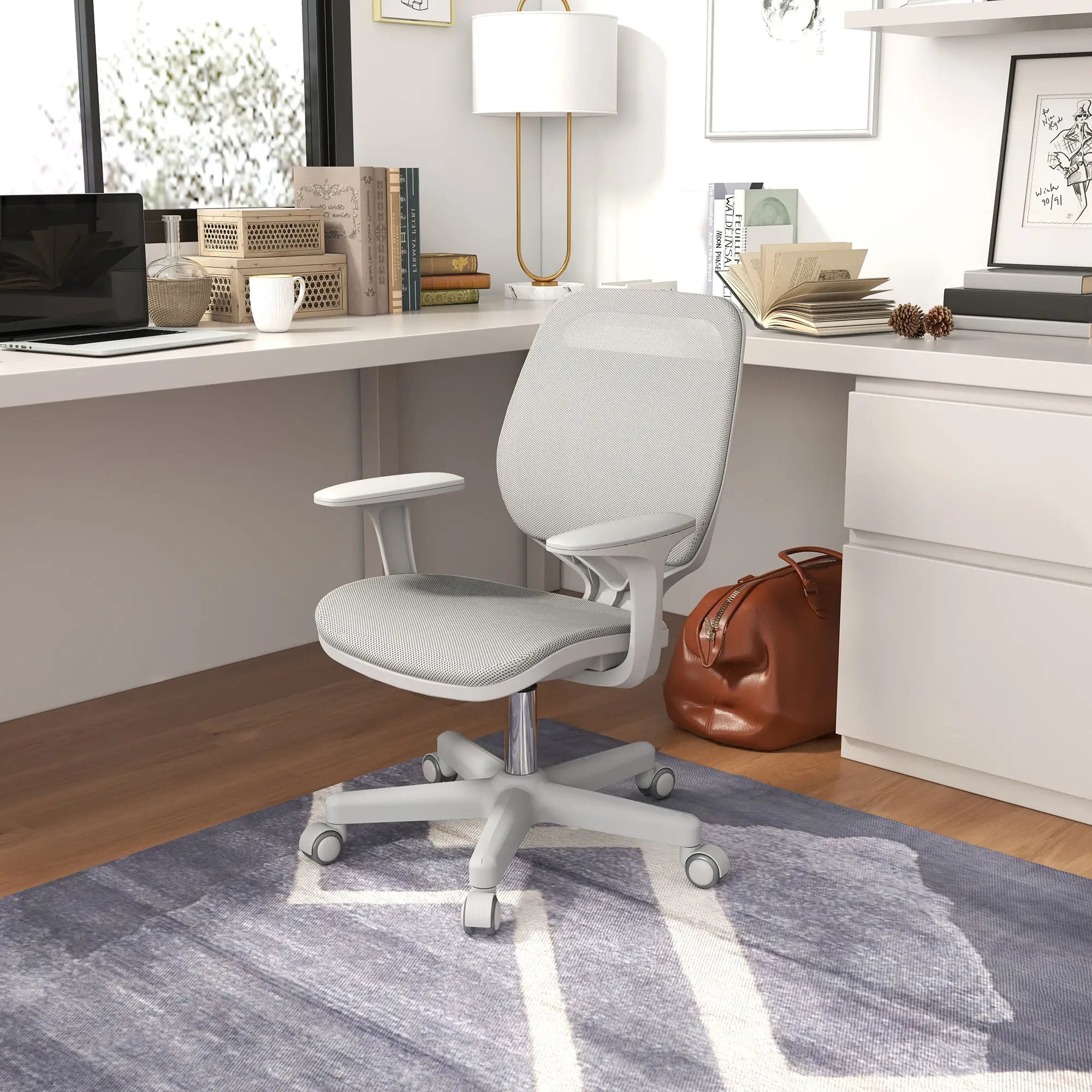 Mesh Back Office Chair, Swivel Castors, Arm, Grey Office Chairs at Gallery Canada
