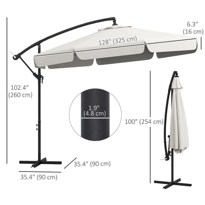 11 FT Cantilever Patio Umbrella, Cross Base, 8 Ribs, Cream White Offset Cantilever Umbrellas at Gallery Canada