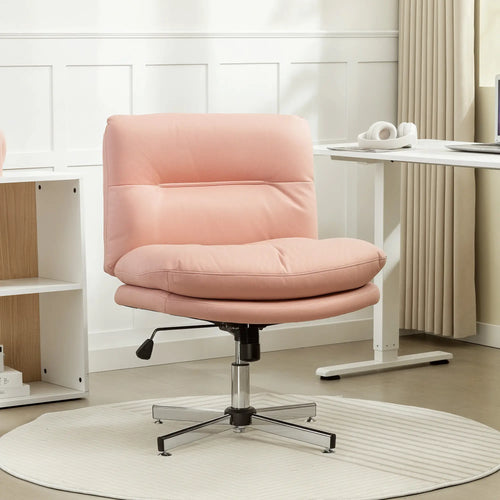 Armless Office Chair, Adjustable Height, Tilt Function, Pink