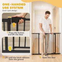 Pet Gate 30-40" W, Auto-Close, Two-Way Open, Pressure Mounted