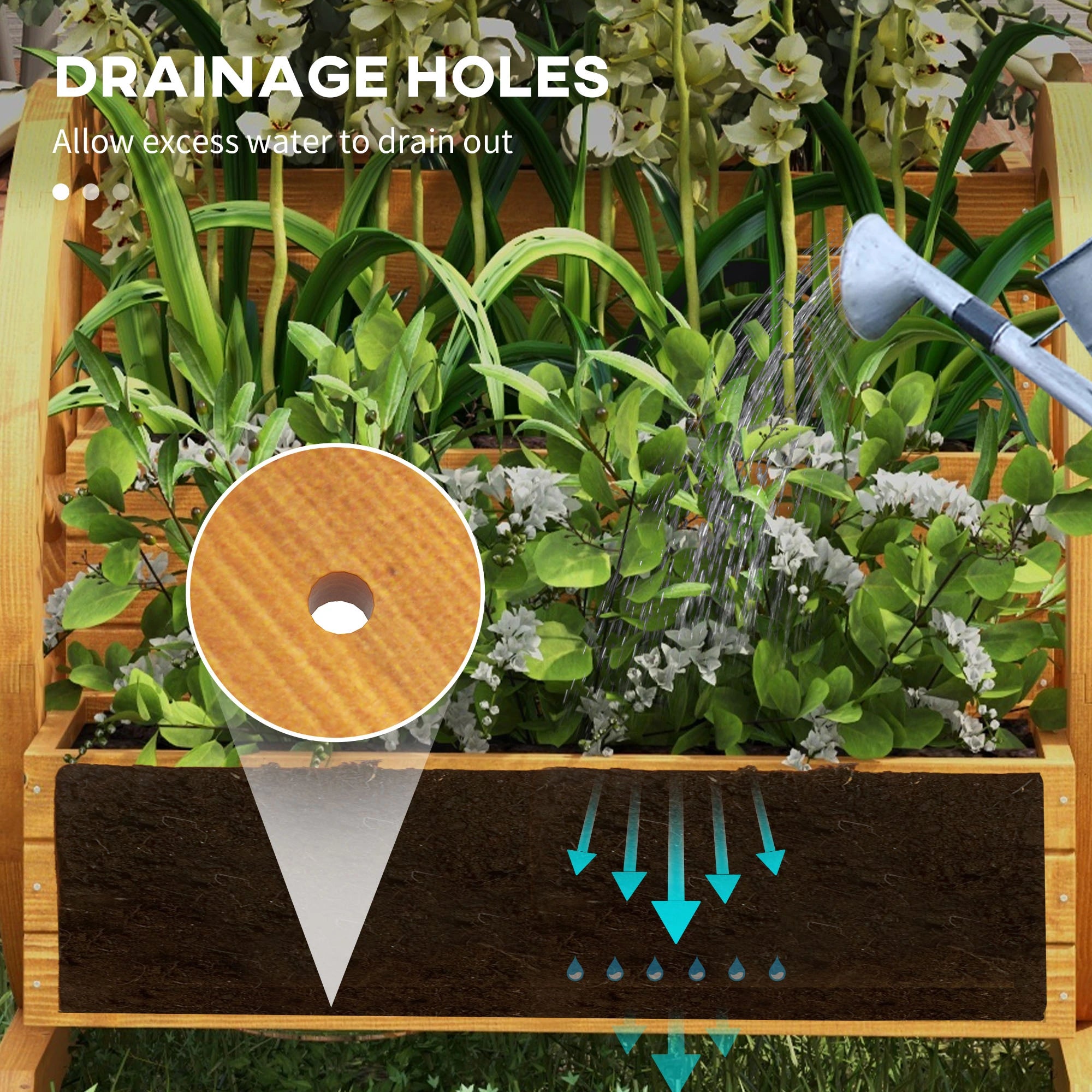 Wooden Wagon Planter Box, 3-Tier Raised Garden Bed, 24