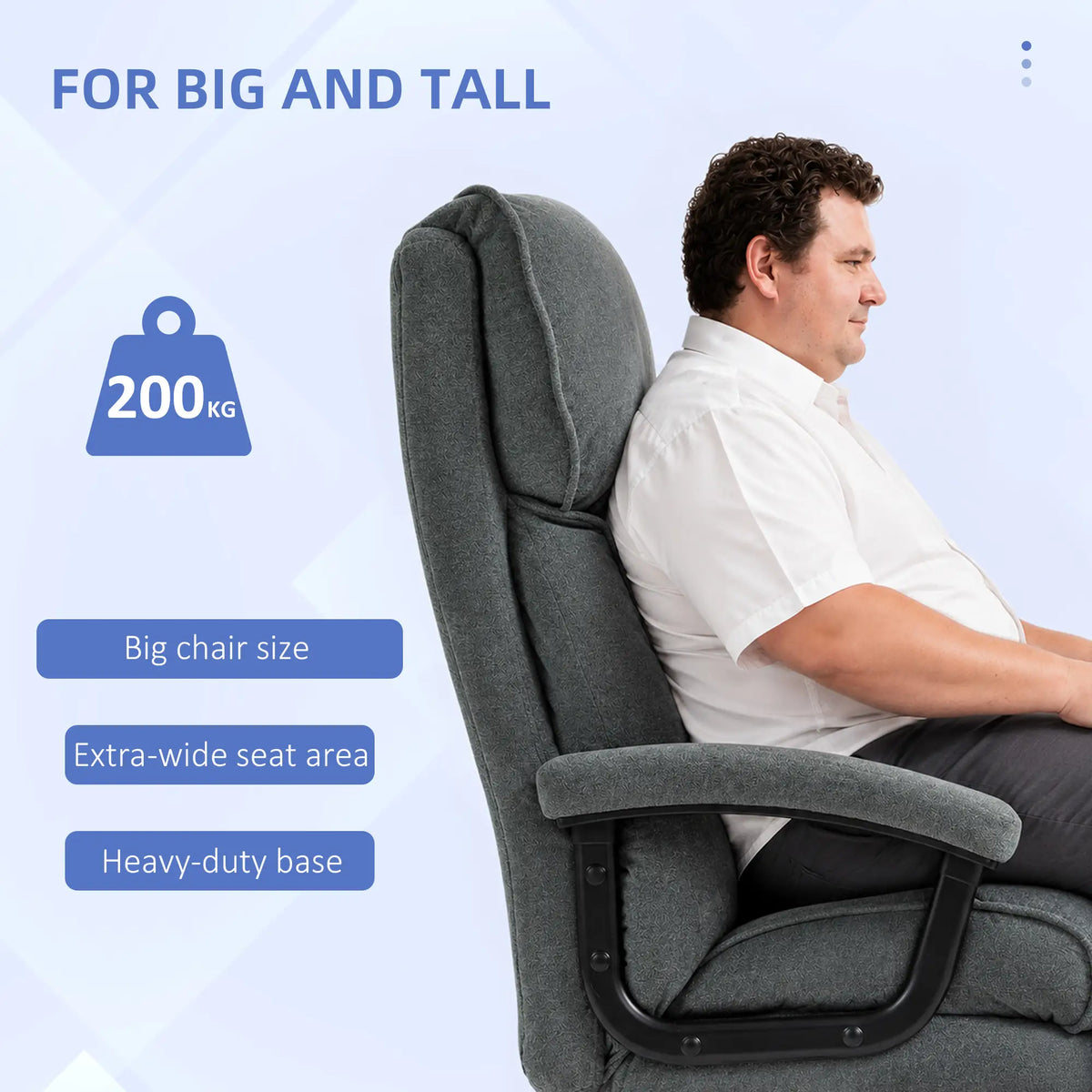 Grande chaise de bureau exécutive haute, capacité 450 livres, grise
