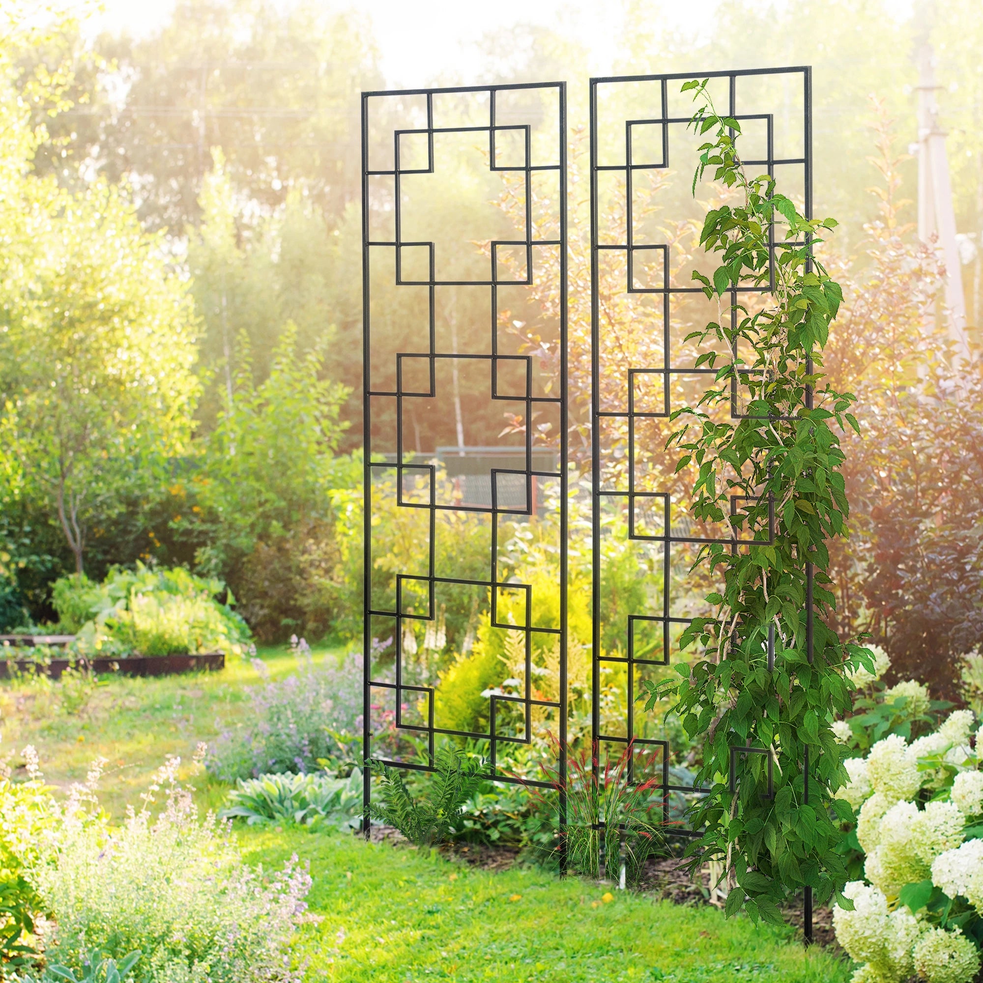 2 Pack Garden Trellis, Metal Grid Panels for Climbing Plants, 72