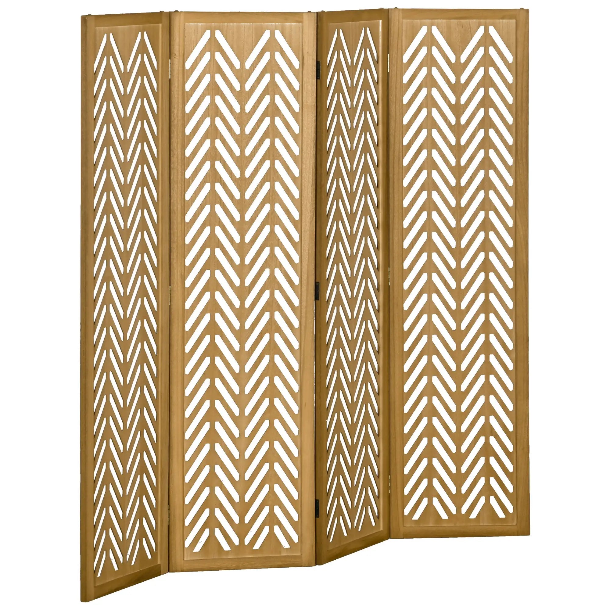 4 Panel Room Divider, 5.6ft Tall, Wood Folding Privacy Screen, Light Brown Room Dividers at Gallery Canada