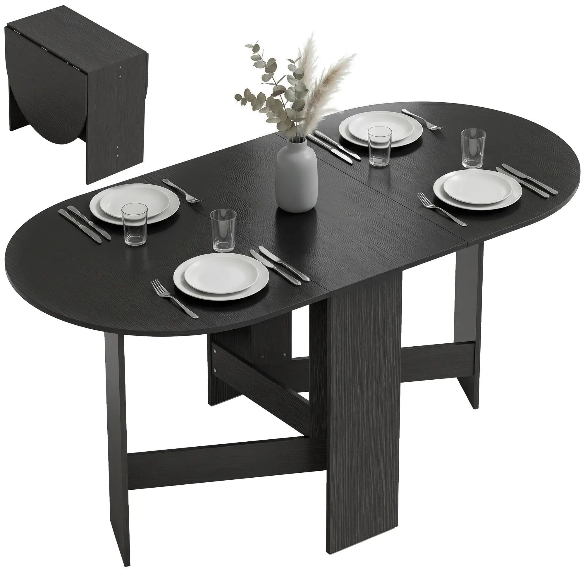 Oval Folding Dining Table, Drop Leaf Kitchen Table, Black Dining Tables at Gallery Canada