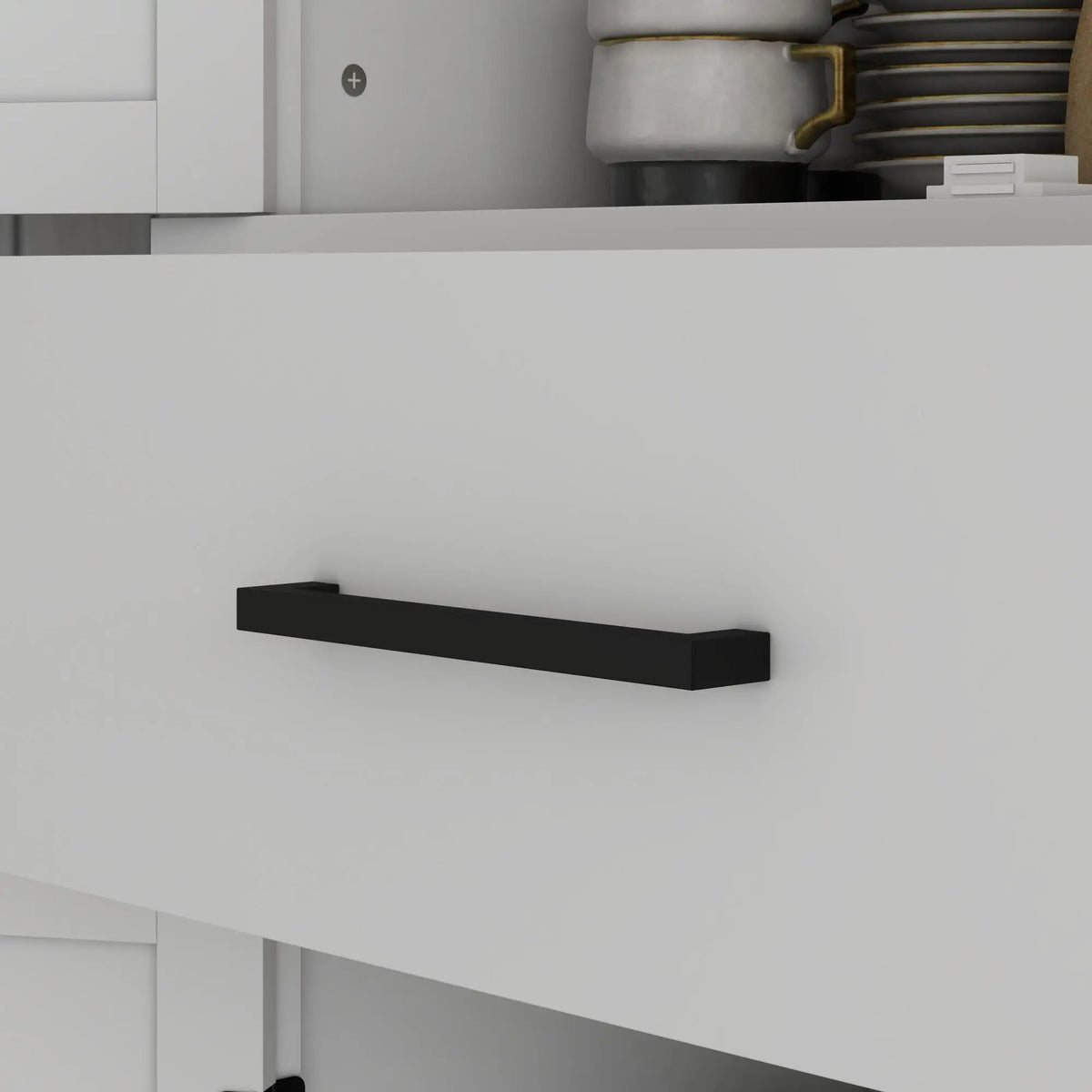 72" Kitchen Storage Cabinet, Farmhouse Pantry, 4 Barn Doors, Drawer, Adjustable Shelves, White Kitchen Pantry Cabinets at Gallery Canada
