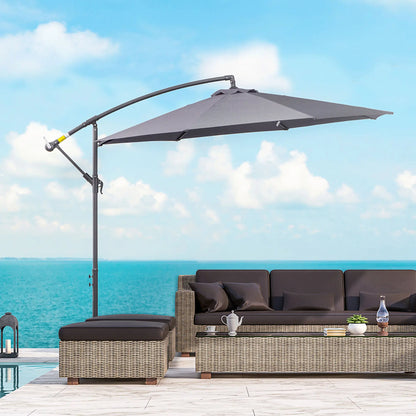 10ft Offset Patio Umbrella with Base, Crank, Grey Cantilever Umbrellas at Gallery Canada