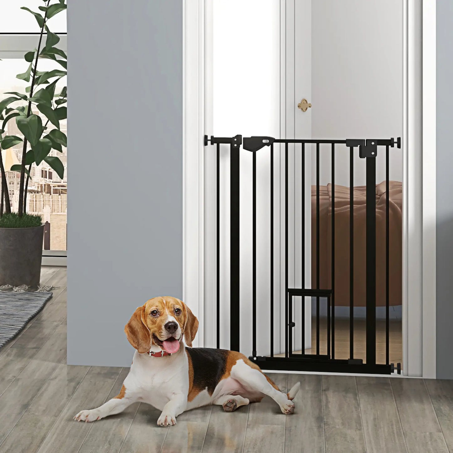36" Indoor Dog Gate for Doorways, House, Stairs, Black Houses, Kennels & Pens at Gallery Canada