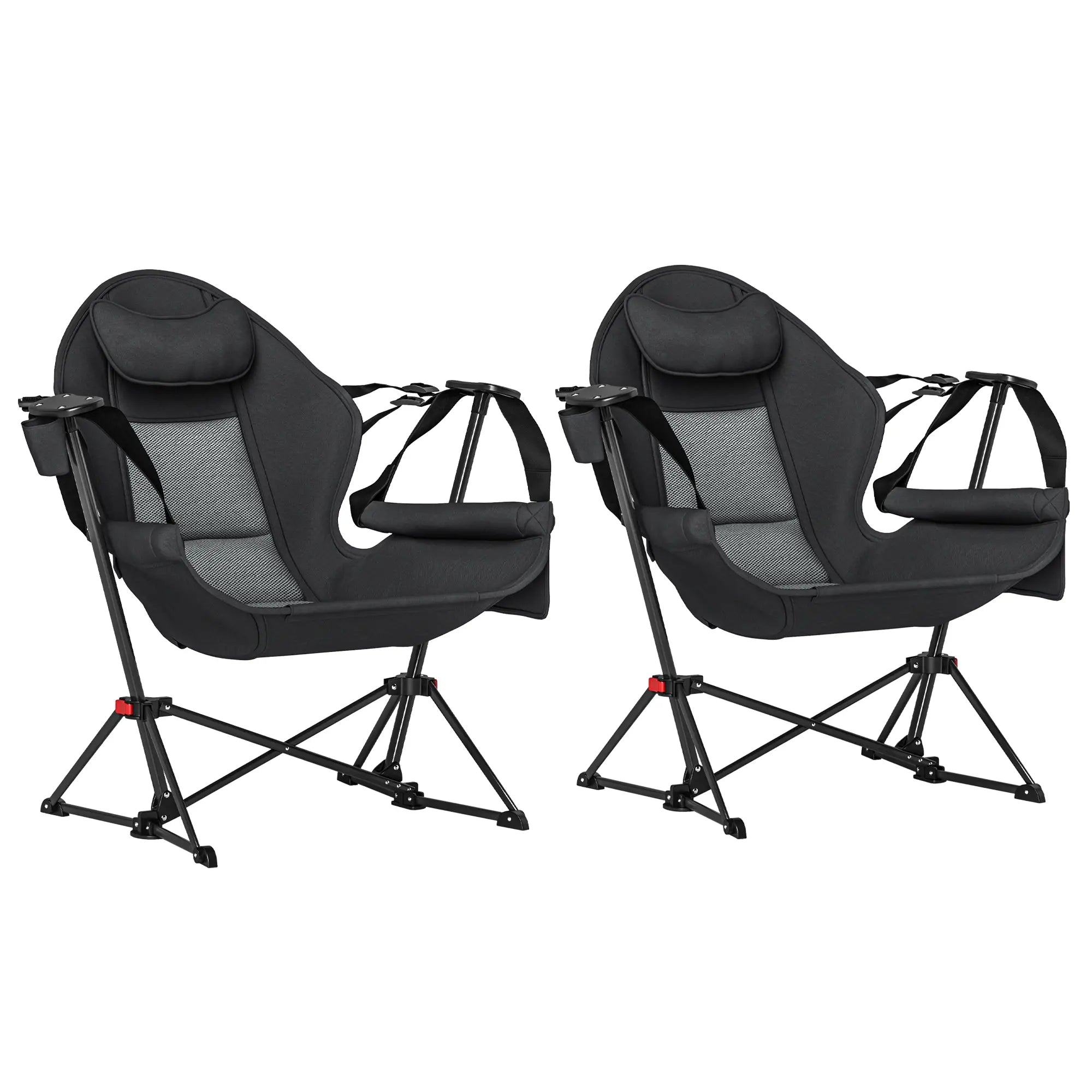 Hammock Camping Chair Set of 2, Adjustable Back, Cup Holder, Padded Seat Picnic Tables & Camping Chairs Black at Gallery Canada