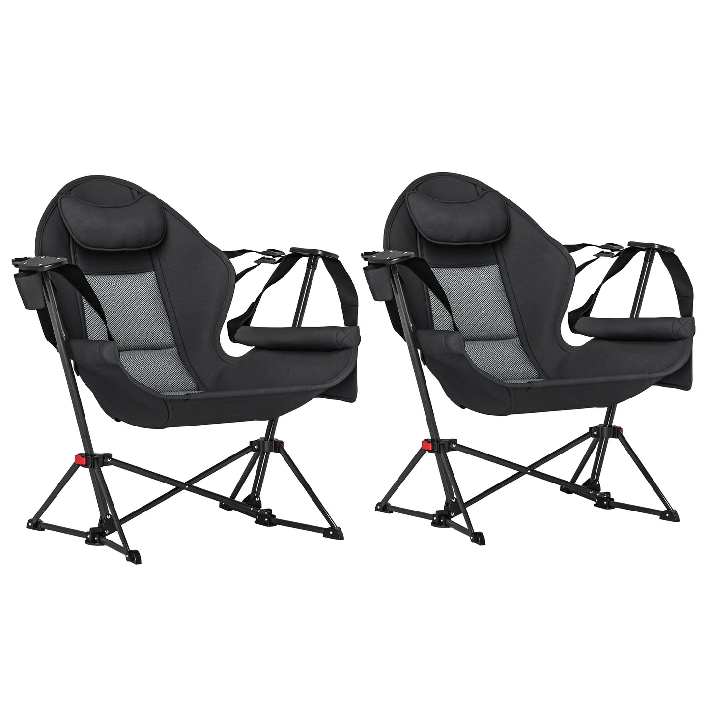 Hammock Camping Chair Set of 2, Adjustable Back, Cup Holder, Padded Seat Picnic Tables & Camping Chairs Black at Gallery Canada