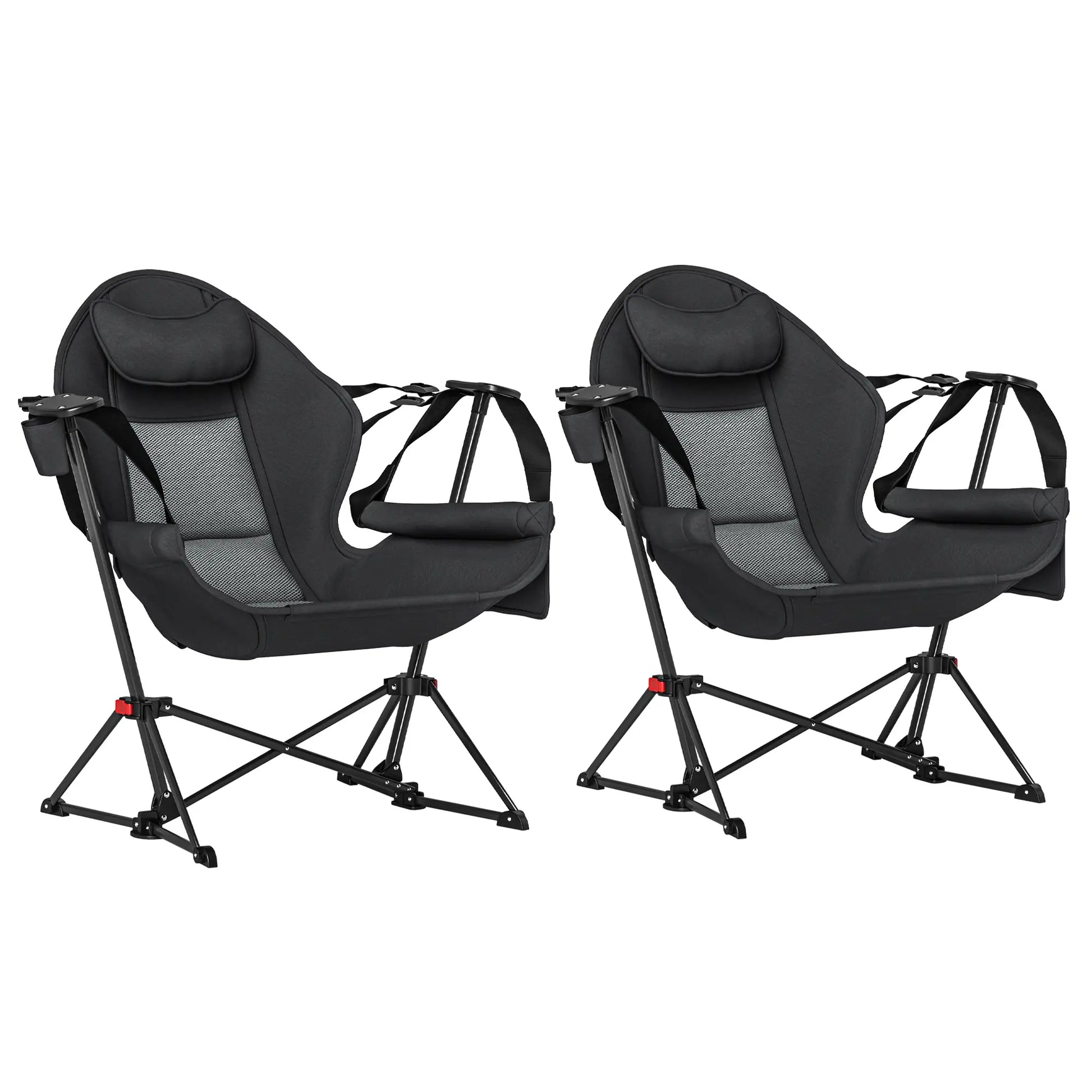 Hammock Camping Chair Set of 2, Adjustable Back, Cup Holder, Padded Seat Picnic Tables & Camping Chairs Black at Gallery Canada
