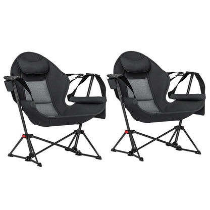 Hammock Camping Chair Set of 2, Adjustable Back, Cup Holder, Padded Seat Picnic Tables & Camping Chairs Black at Gallery Canada