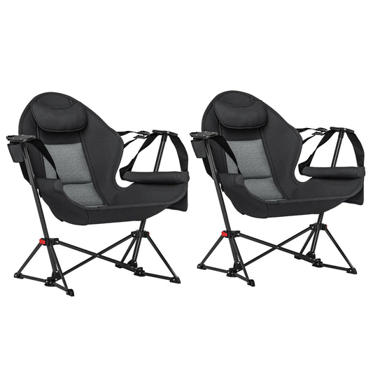 Hammock Camping Chair Set of 2, Adjustable Back, Cup Holder, Padded Seat Picnic Tables & Camping Chairs Black at Gallery Canada