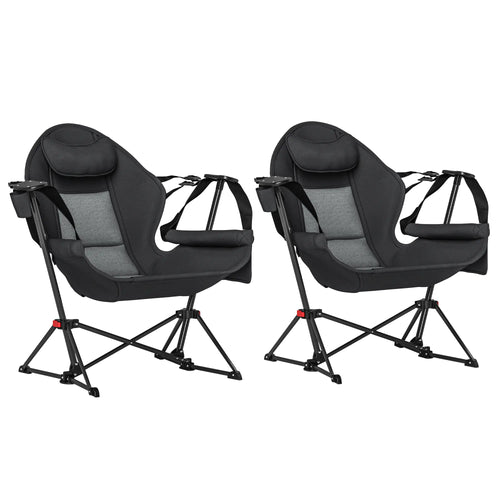 Hammock Camping Chair Set of 2, Adjustable Back, Cup Holder, Padded Seat