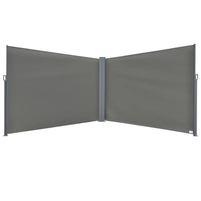 Retractable Double Side Awning, Folding Privacy Screen, Grey Side Awnings Grey at Gallery Canada