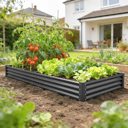 Galvanized Raised Garden Bed, 12 x 4 x 1ft, Reinforced Planter Box, Dark Grey Galvanized Planter Boxes at Gallery Canada