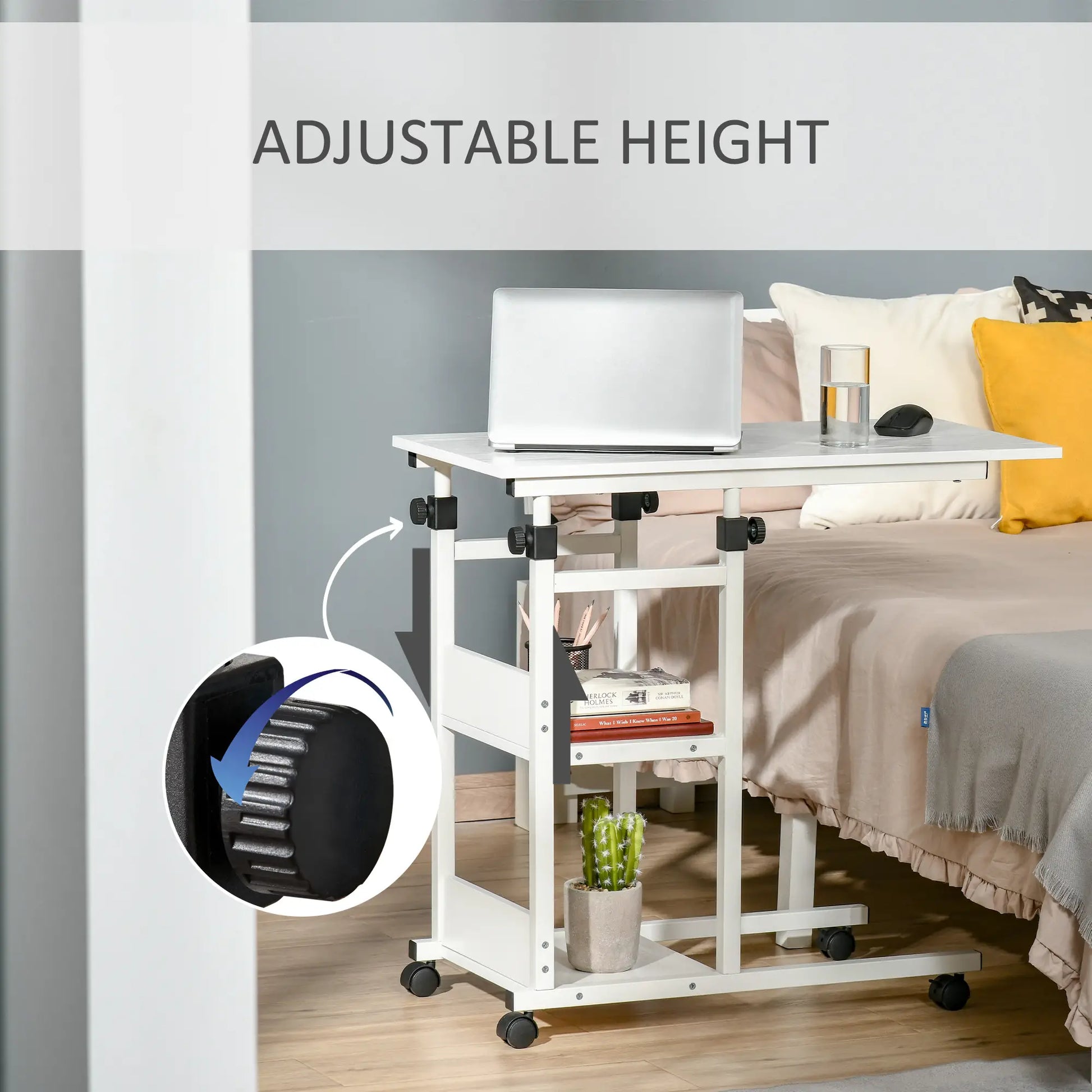 Mobile Standing Desk, Adjustable Height 31.5 inch, White Side Tables at Gallery Canada