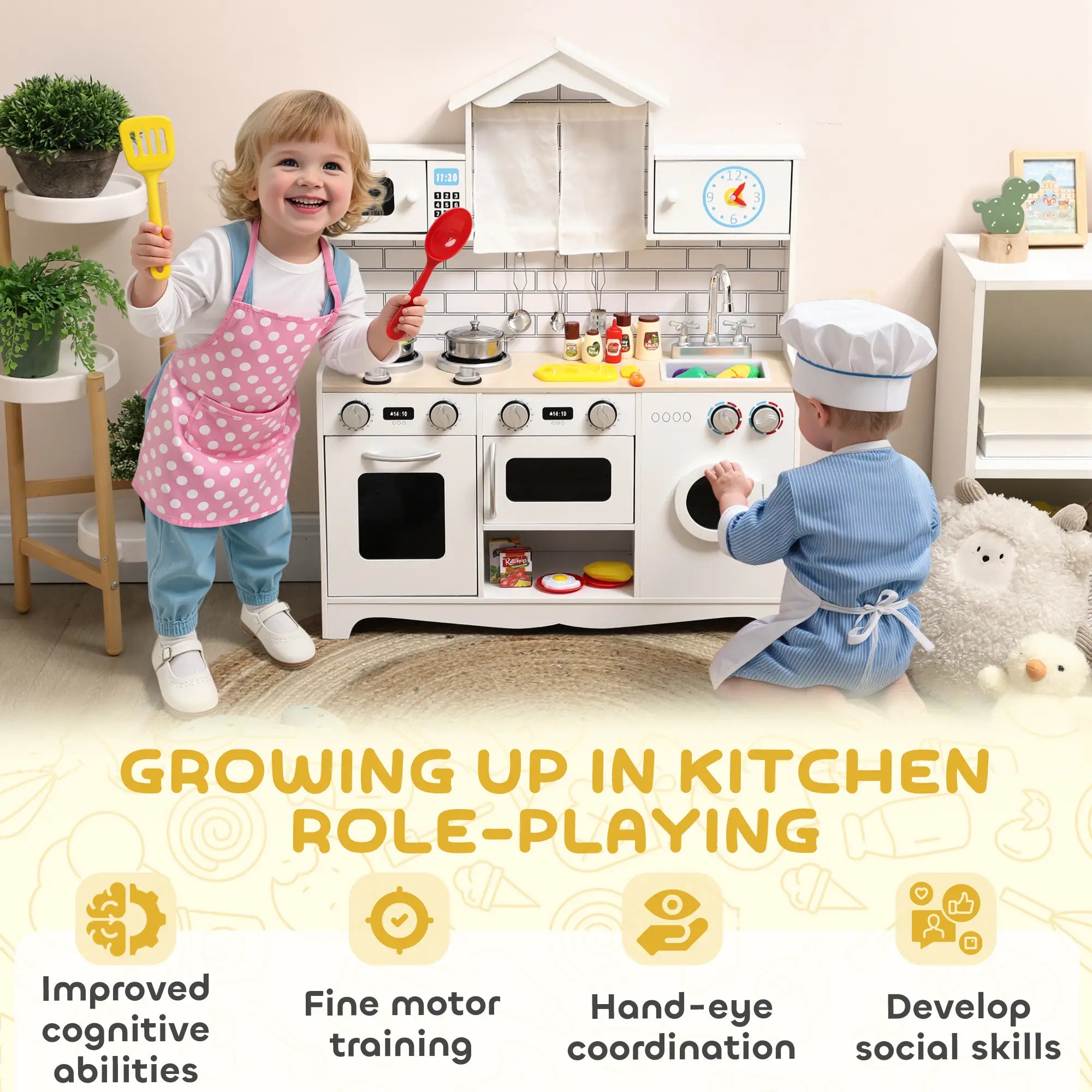 Pretend Play Kitchen for Kids, Ages 3-6 Years, White Play Kitchen at Gallery Canada