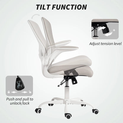 Ergonomic Mesh Office Chair, 4D Lumbar Support, Flip-Up Armrests, Tilt, Grey Task Chairs at Gallery Canada