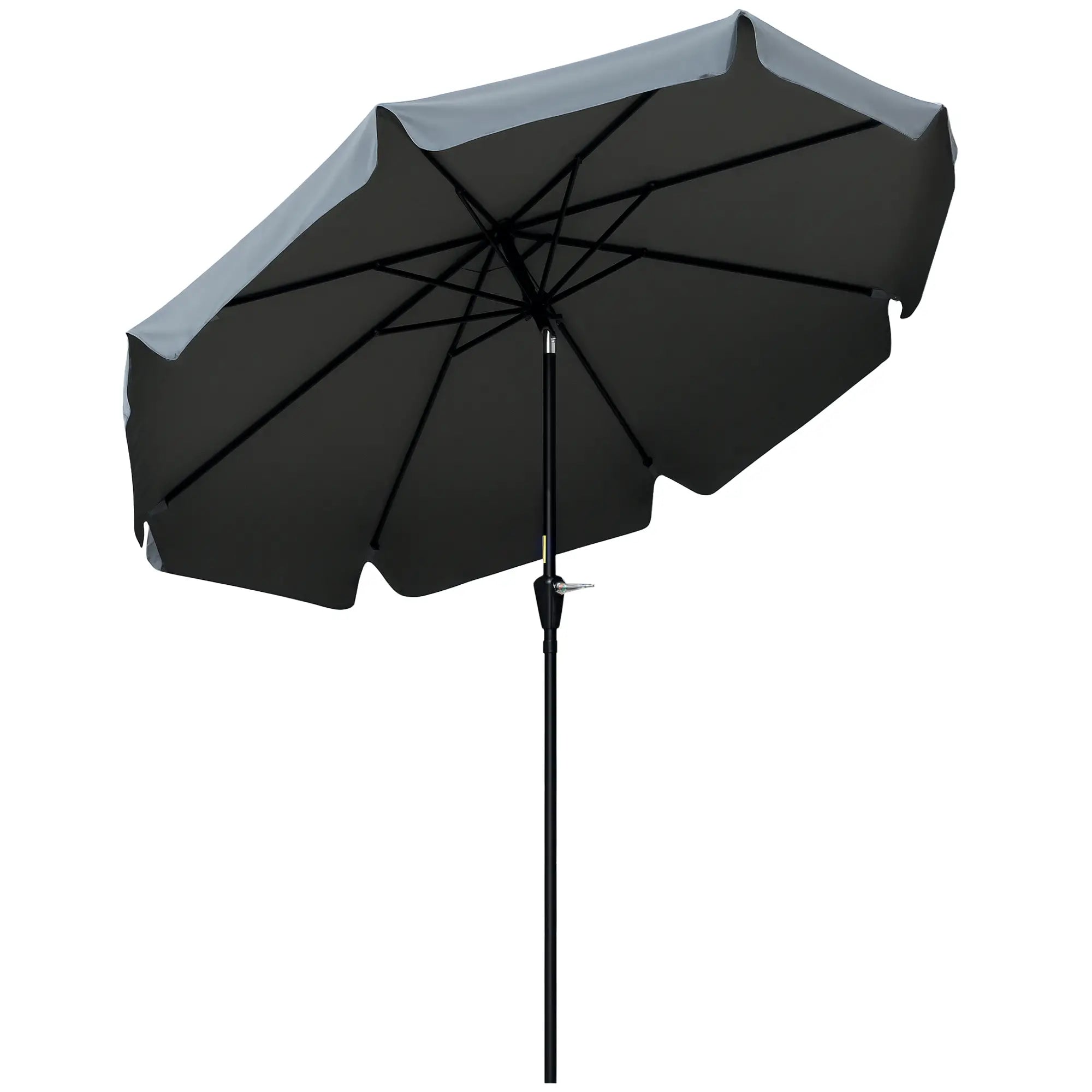 8.5 ft Round Patio Umbrella, Tilt and Crank, Dark Grey Sun Umbrellas at Gallery Canada