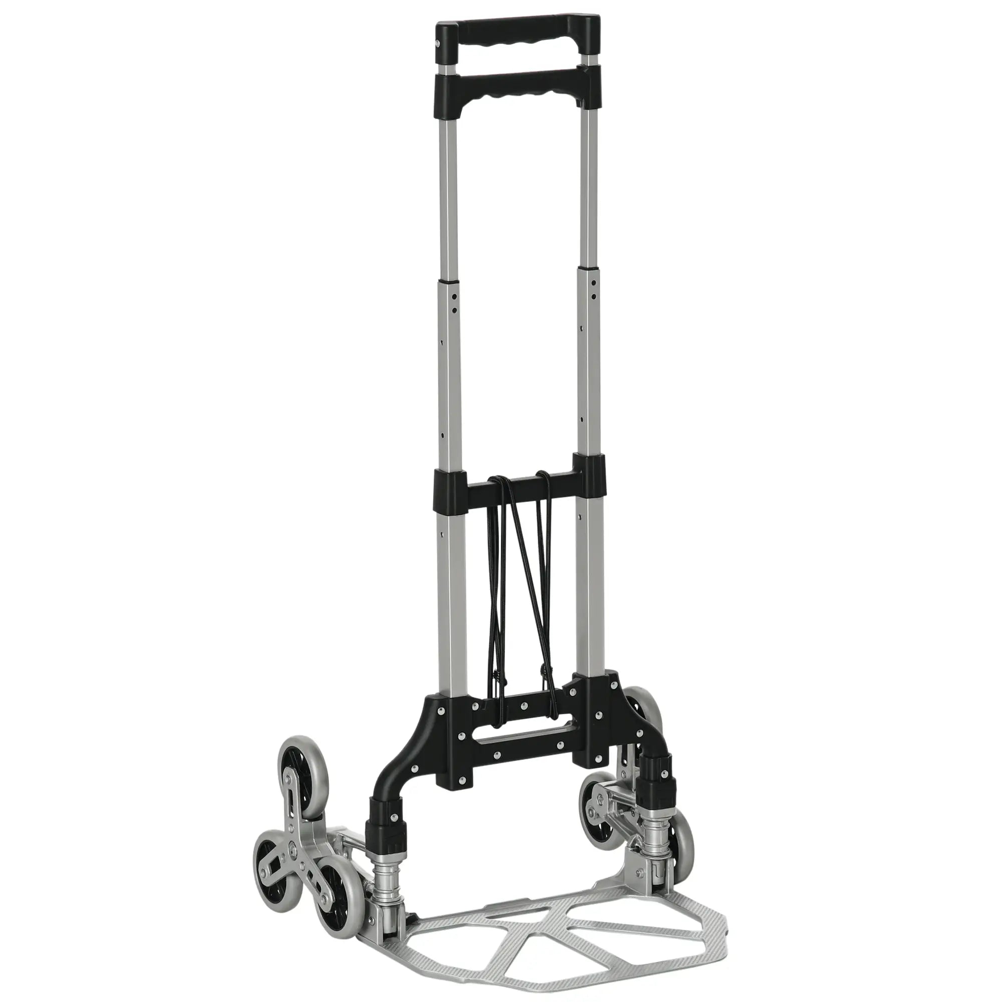 6-Wheels Stair Climber Hand Truck, Heavy Duty Folding Cart, 154lbs Capacity Folding Hand Trucks Silver and Black at Gallery Canada