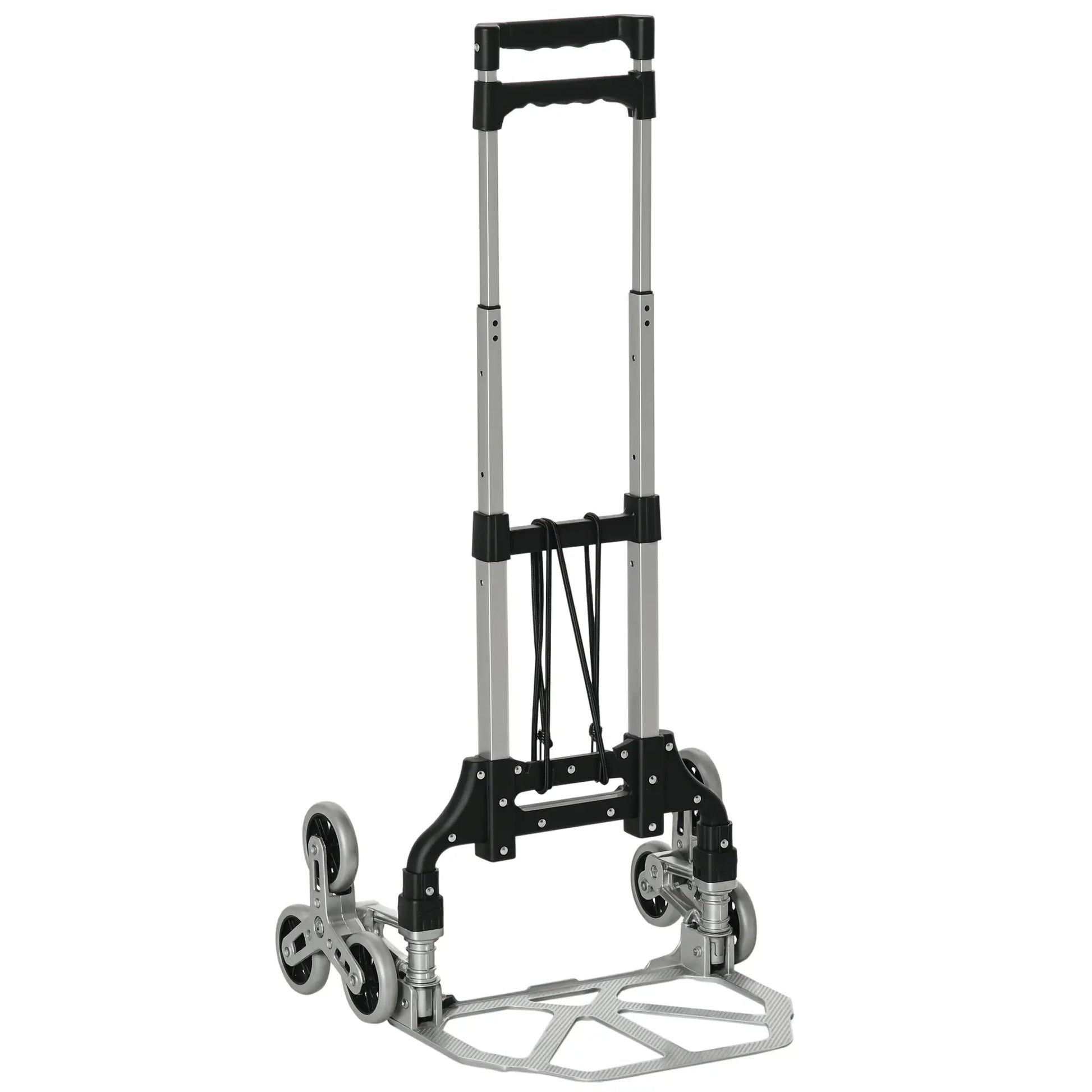 6-Wheels Stair Climber Hand Truck, Heavy Duty Folding Cart, 154lbs Capacity Folding Hand Trucks Silver and Black at Gallery Canada
