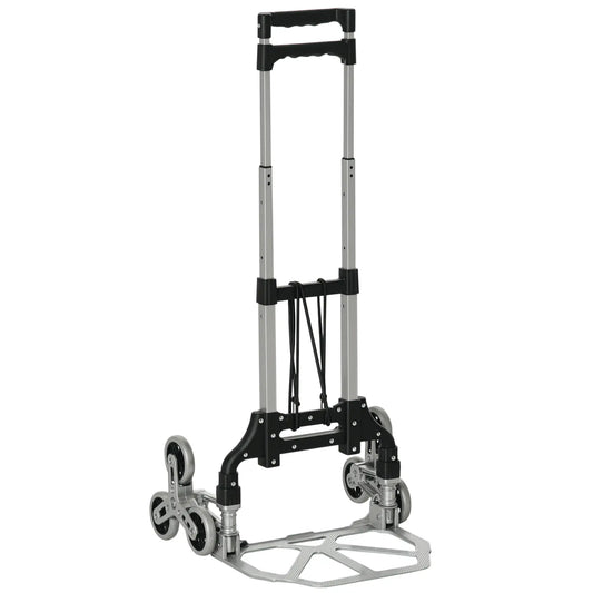 6-Wheels Stair Climber Hand Truck, Heavy Duty Folding Cart, 154lbs Capacity Folding Hand Trucks Silver and Black at Gallery Canada